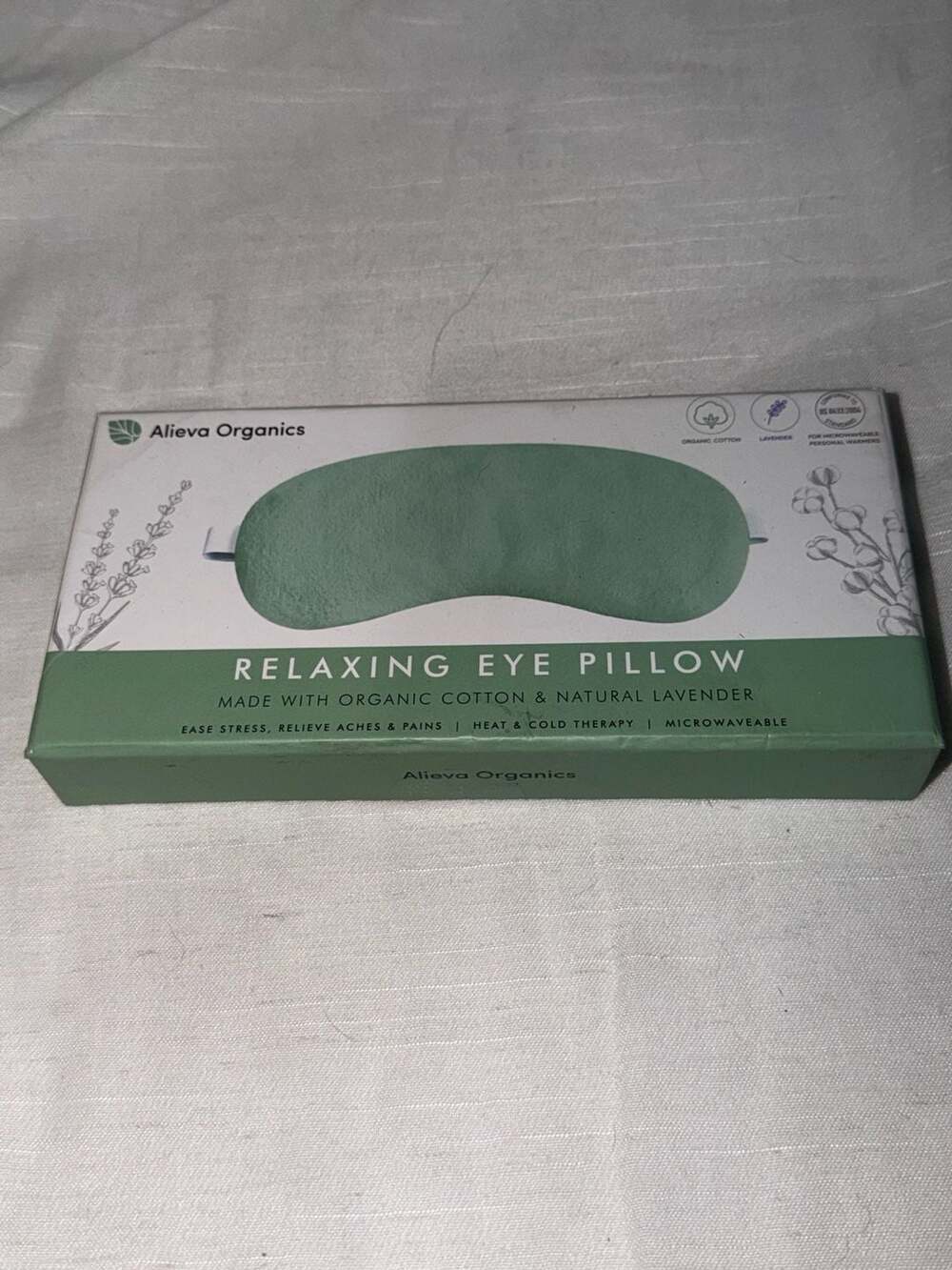 Alieva Organics Relaxing Eye Pillow Green Organic Cotton Lavender